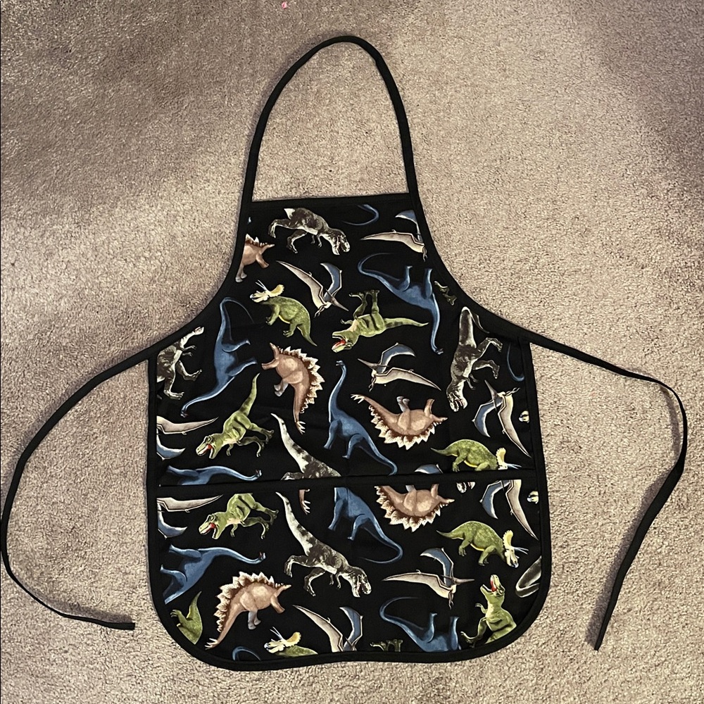 Dinosaur Kids Apron with Black Trim Children’s Sized Apron